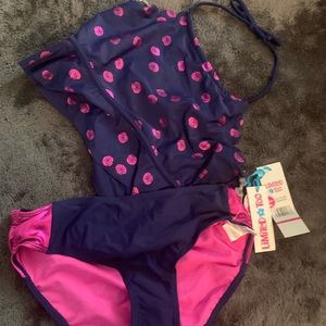 Navy & Pink Limited Too size 14/16 never worn w/tags and hygienic liner bikini.